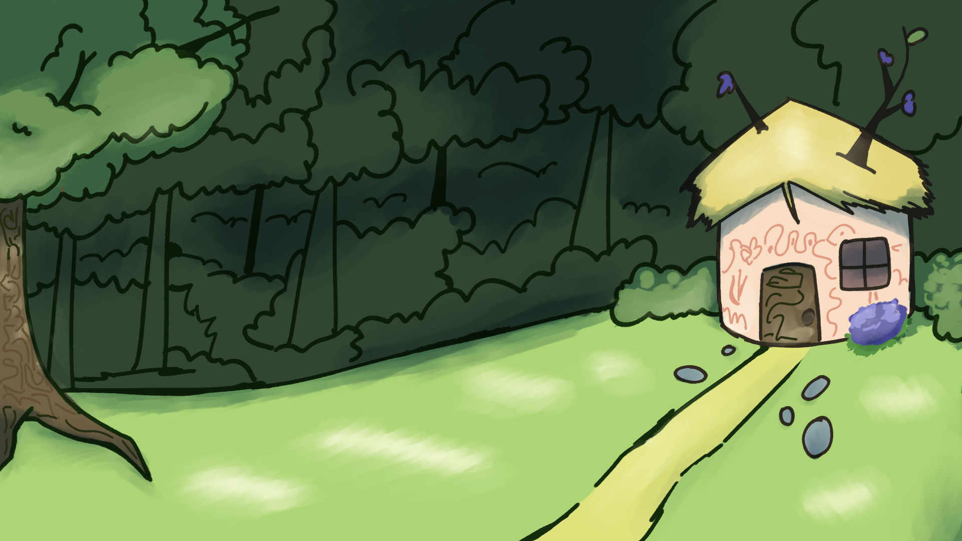 Lynn's hut in the forest