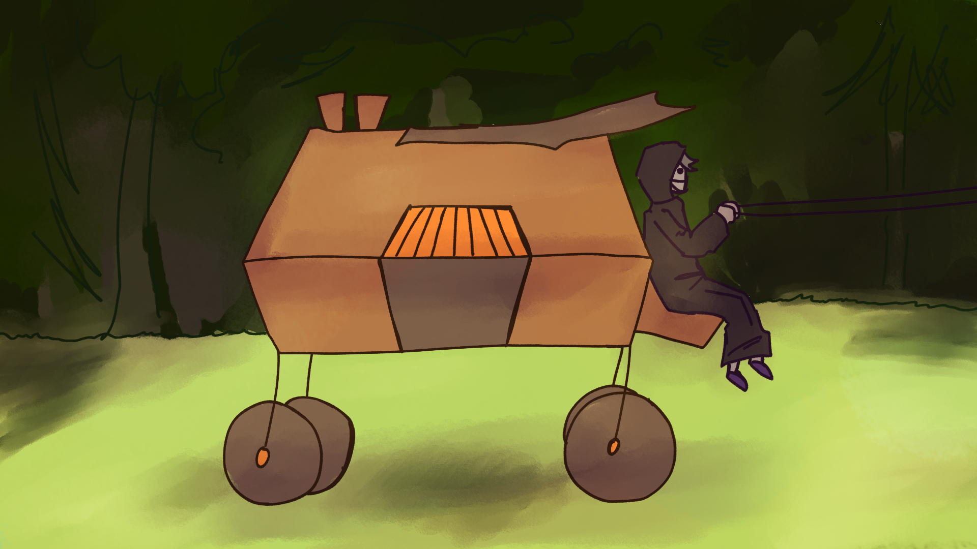 Wagon ride through the forest